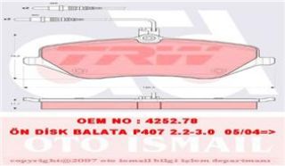 ÖN  FREN BALATASI P407-C6 2.2HDI-2.2 16V-3.0-2.7 resmi