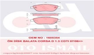 ÖN BALATA CORSA D BÜYÜK TİP 1.3 CDTI 07/06 FIAT 500 0.9 12 1.4 1.3D 12 1.6D12 resmi