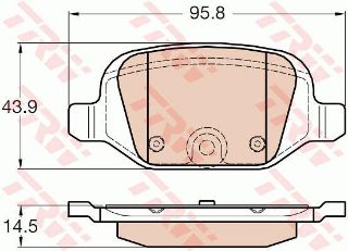 FREN BALATASI ARKA FIAT 500-500 C 1.4 08=> (95.8×43.9×14.5) resmi