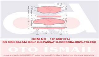 ÖN BALATA GOLF II-III 75/97 PASSAT III 80/88 CORDOBA 93/99 İBİZA 93/99 TOLEDO 91/99 VENTO 91/98 resmi