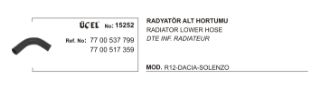 RADYATÖR ALT HORTUMU 15252 R12 7700537799 7700517359 resmi