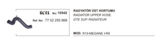 RADYATÖR HORTUMU ÜST 15542 MEGANE-I R19 1.6 ENJEKTÖRLU 7700255868 resmi