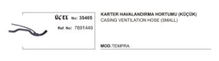 KARTER HAVALANDIRMA HORTUMU KÜÇÜK TEMPRA-TİPO 1.4-1.6 KARB.ENJ. 88-96 resmi