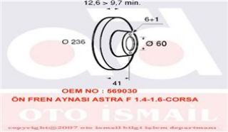 ÖN  FREN DİSKI (HAVA SOGUTMASIZ) ASTRA F CORSA A CORSA B resmi