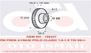 ÖN FREN AYNASI POLO 88-97 CADDY 95-04 GOLFIII-IV-CORDOBA 94-02 IBIZA93-02-INCA 256X19.9X4DLXHAVALI resmi