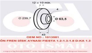 ÖN FREN AYNASI FİESTA IV-KA-MAZDA 121 1.2-1.3-1.8 D-1.3İE 239.5X12X4DL resmi
