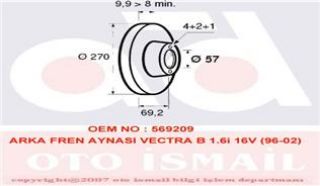 X ARKA FREN AYNASI VECTRA B 1.6İ 16V-1.7 TD 95-00 270X10X4DL resmi