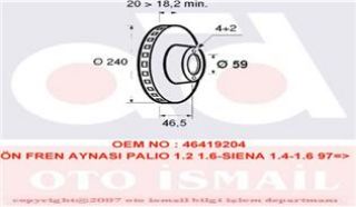 ÖN FREN AYNASI PALİO 1.2-1.6-SIENA 1.4-1.6 16V -ALBEA 98 240X20X4DLXHAVALI resmi