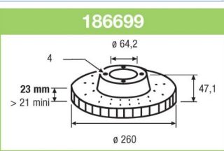 FREN DISKI ON HAVALI (260-4)-(HONDA: PRELUDE 90>00/ACCORD 98>02 "1.6"  ) resmi