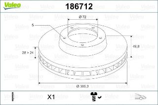 ÖN FREN AYNASI TRAFİC 01 VİVARO 01 PRIMASTAR 01 1.9 D-DTI 16V-2.5DTI 305.5X28X5DLXHAVALI ADET resmi