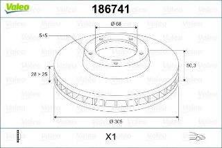ÖN FREN AYNASI VOLVO S60 00-10 S80 98-06 V70 97-07 XC70 00-07 305X25X5DLX BÜYÜK TİP resmi