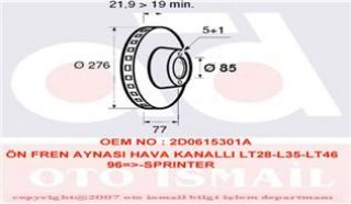 ÖN FREN AYNASI LT28-35-46 2.5TDİ-SDİ 2.8TDİ 96/7.06 SPRINTER 2.3.4 96/5.06 276X22X5DLXHAVALI resmi