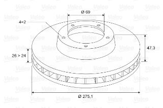 ÖN  FREN DİSK AYNASI HAVALI 275MM KİA CERATO 2004> resmi