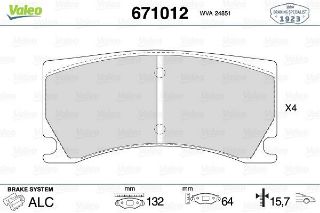 ÖN DİSK FREN BALATASI PEUGEOT 308 1.6 06/15 PEUGEOT RCZ 1.6 06/13 resmi