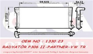 SU RADYATÖRÜ  PARTNER 306 BERLİNGO XSARA 1.9D resmi