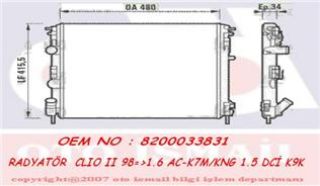 SU RADYATÖRÜ KLIMALI CLİO 1.5 DCI 1.4 1.6  98- resmi