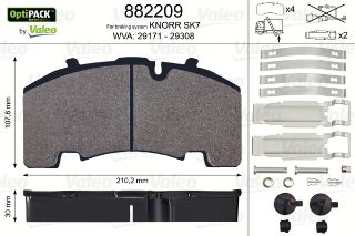 DİSK FREN BALATASI OPTIPACK BPW SB4309 22.5 TEKERLEK İÇİN resmi