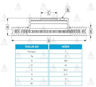 FREN DİSKİ ACCORD 03-08  CİVİC 02-07 TYPE-R  ÖN HAVALI 300-5 resmi