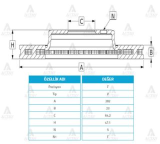 FREN DİSKİ CİVİC 07-15  CRV 02-06  ÖN HAVALI 282-5 resmi