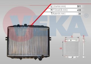 SU RADYATÖRÜ (KULAKLI) MEKANIK HYUNDAİ H100 2.5 D (KAMYONET+MINIBUS) 1997-2004 resmi