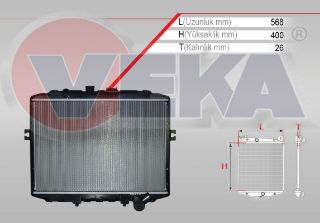 SU RADYATÖRÜ (KULAKLI) BRAZING HYUNDAİ H100 2.5 D (KAMYONET+MINIBUS) 1997-2004 resmi