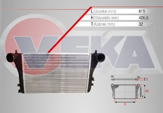 TURBO RADYATÖRÜ (INTERCOOLER) (SEGMANLI) VOLKSWAGEN CADDY III (2KA,2KH,2CA,2CH) 1.9 TDI (BJB-BLS) 2004-2010 resmi