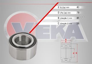ÖN  TEKERLEK RULMANI SOL SAĞ 43X79X41/38 HONDA CİVİC V 1.6İ 1992-1995 / CİVİC VI 1.4İ - 1.5İ - 1.6İ 1995-2001 / CİVİC VII 1.4 - 1.6İ 2000-2006 / HR-V 1.6 1999- resmi