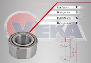ÖN  TEKERLEK RULMANI SOL SAĞ 45X84X42/40 HONDA ACCORD VI 1.6İ -1.8İ -2.0İ  1997-2003 / CR-V I 2.0İ 16V 1995-2002 / CR-V II 2.0İ 2002-2006 resmi