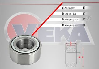 ÖN  TEKERLEK RULMANI SOL SAĞ 42X80X36/34 HYUNDAİ ELANTRA 1.6İ-1.8İ-2.0-2.0 CRDI 2001-2007/SONATA IV 2.0İ-2.4İ 2001-2004/KİA CERATO 1.5 CRDI-1.6 CRDI 2004-2012/MAGENTIS 2.0İ 16V 2001-2005 resmi