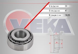 ÖN  TEKERLEK RULMANI SOL SAĞ İÇ 20X47X19,25 KİA BESTA 2.2 D 1993-2003 resmi