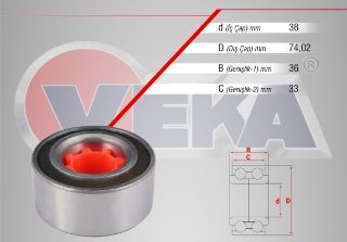 ÖN  TEKERLEK RULMANI SOL SAĞ 38X74,02X36/33 TOYOTA COROLLA 1.3 1983-1989 / CARINA I-II 1.6 - 1.8 1983-1992 / CAMRY 1.8 - 2.0 1986-1993 resmi