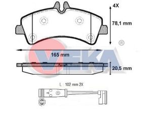 FREN BALATA ARKA FISLI MERCEDES SPRINTER 5T (906) 515 CDI CIFT TEKER 2006-2009/ VW CRAFTER 30-35 2.5 TDI CIFT TEKER 2006-2016 / CRAFTER 30-35 2.0 TDI CIFT TEKER 2006-2016 resmi