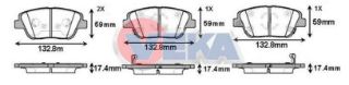 FREN BALATA ÖN İKAZLI KİA RİO III 1.25 CVVT 2011-2014/ RİO III 1.4 CVVT 2011-2014/ KİA OPTIMA 1.7 CRDI 2012-/ HYUNDAİ SONATA V 2.0 CRDI 2005-2010/ 2.0 VVTI 2005-2010 resmi
