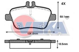 FREN BALATA ARKA İKAZLI MERCEDES A SERISI (W169) A 170 CDI 2004-2012/ A 200 2004-2012/ A 160 CDI 2004-2012/  B SERISI (W246) B 160 2011-/ GLA SERISI (X156) GLA 180 CDI 2013-/ GLA 200 2013- resmi