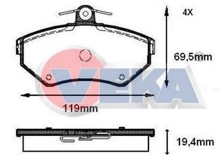 FREN BALATA ÖN VW PASSAT 1.6 1996-2000/ PASSAT 1.9 TDI 1996-2000/ PASSAT 1.8 T 1996-2000/ AUDI A4 1.6 1994-2001/ A4 1.8 1994-2001/ A4 1.9 TDI 1994-2001/ resmi