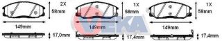 FREN BALATA ÖN İKAZLI HYUNDAİ STAREX 2.4İ 1997-2007/ STAREX 2.5 CRDI 1997-2007/ SANTA FE (SM) 2.0 CRDI 2001-2006/ TRAJET 2.0 CRDI 2001-2006/ SSANGYONG ACTYON I 2.0 XDI 4WD 2005-2012 resmi