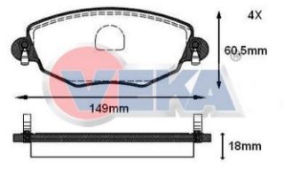 FREN BALATA ÖN FORD MONDEO III 1.6İ 16V 2000-2007/ MONDEO III 2.0 TDCI 2000-2007/ MONDEO III 2.0İ 16V 2000-2007/ X-TYPE 2.0İ 2001-2009/ X-TYPE 2.0 D 2006-2009/ X-TYPE 2.5İ 2001-2009 resmi