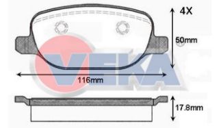 FREN BALATA ARKA ALFA ROMEO 159 (939) 1.8 TBI 2006-2011 / 159 (939) 1.9 JTDM 2006-2011 / 159 (939) 2.0 JTDM 2006-2011 / BRERA 1.8 TBI 2006-2011 / BRERA 2.0 JTDM 2006-2011 / SPIDER (939) 2.0 TS 2006- resmi
