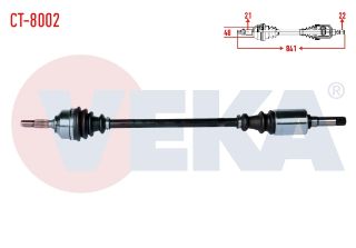 KOMPLE AKS SAĞ ÖN CITROEN C2 (JM) 1.4 YAYLI TİP  UZUNLUK 841MM 2003-2009 resmi