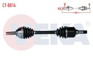 KOMPLE AKS SOL ÖN PEUGEOT PARTNER (5,5F) 1.9 D UZUNLUK 593MM 1996-2008 resmi