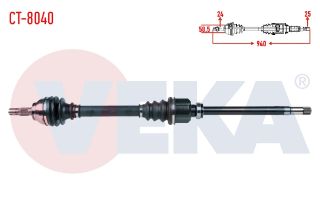 KOMPLE AKS SAĞ ÖN CITROEN C4 (B7) 1.6 HDI A-T/M-T UZUNLUK 940MM 2009- resmi