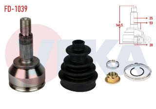 AKS KAFASI SOL SAĞ ÖN DIS FORD FİESTA V 1.4 TDCI 25X20X53 UZUNLUK 141 MM 2001-2008 resmi