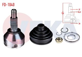 AKS KAFASI SOL SAĞ ÖN DIS FORD MONDEO III 2.0İ 16V  27X26X56 UZUNLUK 155,4 MM 2000-2007 resmi