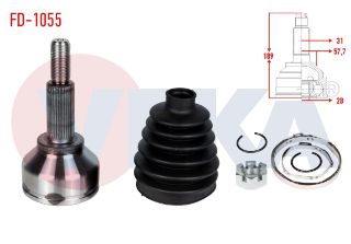 AKS KAFASI SOL SAĞ ÖN DIS 31X28X57,70 UZUNLUK 189MM FORD TRANSİT CUSTOM (V362) KISA ŞASE 2.2 TDCI 2012- resmi