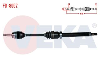 KOMPLE AKS SAĞ ÖN FORD FİESTA V 1.4 TDCI  UZUNLUK 916MM 2001-2008 resmi