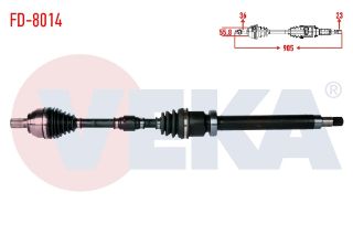 KOMPLE AKS SAĞ ÖN FORD FOCUS II (DA) 1.6İ  UZUNLUK 905MM 2004-2011 resmi
