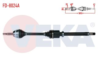 KOMPLE AKS SAĞ ÖN FORD TRANSİT (V347) 2.2 TDCI 115PS-140PS (KALIN MIL) ABSLI 48 DIS UZUNLUK 1091MM 2006-2014 resmi