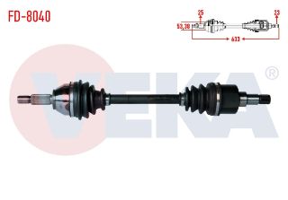 KOMPLE AKS SOL ÖN FORD FOCUS I (DAW,DBW) 1.4İ 16V UZUNLUK 633 MM 1998-2004 resmi