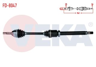 KOMPLE AKS SAĞ ÖN FORD TRANSİT CONNECT 1.8 TDCI 75 HP  UZUNLUK 962MM 2002-2013 resmi