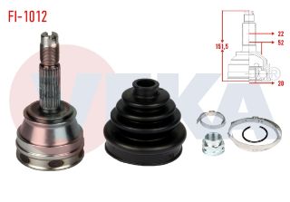 AKS KAFASI SOL SAĞ ÖN DIS FIAT PALİO (178BX) (178DX) 1.4İ 22X20X52 UZUNLUK 150,3 MM 1996-2005 resmi